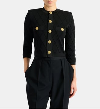 Cardigan court en maille - Balmain - Noir