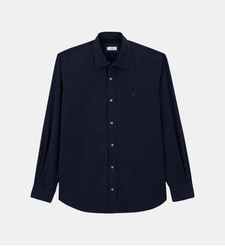 Chemise droite Charles en velours milleraies - Serge Blanco - Bleu marine