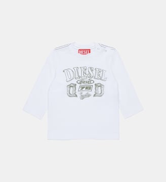 T-shirt manches longues avec logo - Diesel Kids - Blanc