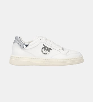 Sneakers avec plaquette à logo love birds - Pinko - Blanc et jaune