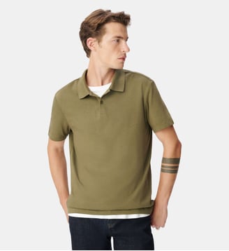 Polo coton modal - Ikks - Vert kaki