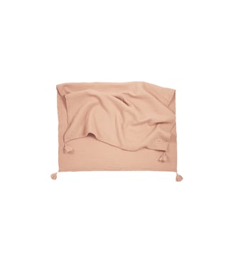 Couverture Wabi-Sabi en double gaze de coton lavé - Nobodinoz - Rose poudré