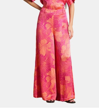 Pantalon long imprimé floral - La Fée Maraboutée - Rose
