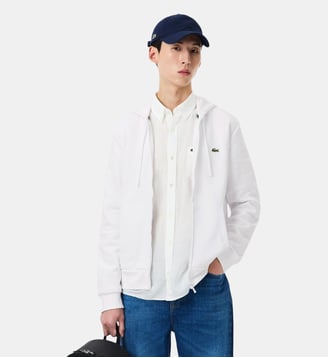 Sweatshirt à capuche zippé molleton - Lacoste - Écru