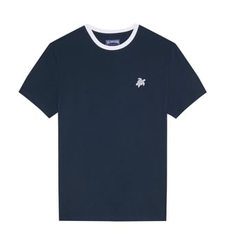 T-shirt en coton bicolore - Vilebrequin - Bleu marine