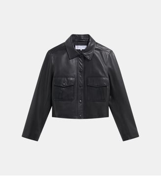 Veste courte en cuir vieilli - PETRA - Gerard Darel - Noir
