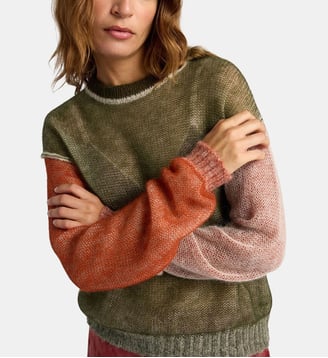 Tricot alma en color block vanisé - Momonì - Vert