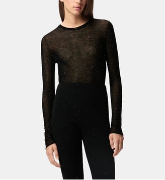 Pull col rond à paillettes Pinko