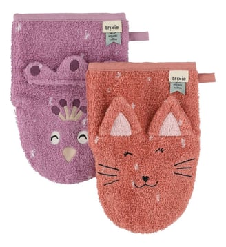 Lot 2 gants de toilette Mrs. Cat-Mrs. Rabbit - Trixie - Violet