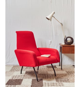 Fauteuil italien rouge Jakob N°971- Produit chiné - Debongout - Rouge