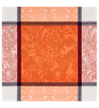 Nappe Escapade Tropicale 100% lin - Le Jacquard Francais - Orange cuit