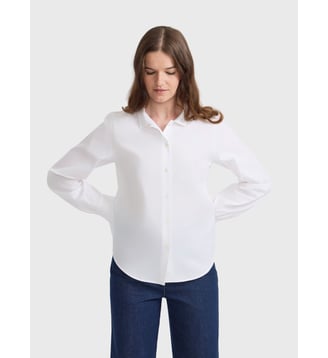 chemise en coton col officier - Agnès b. - Blanc