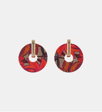 Boucles d'oreilles rondes Balagane imprimé feuilles - Balaboosté - Bordeaux