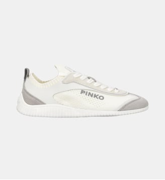 Sneakers légères en maille et microfibre - Pinko - Blanc latte