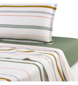 Drap plat en percale de coton - Desforges - Multicolore