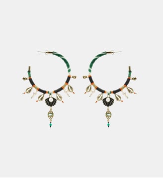 Boucles d'oreilles créoles avec pampilles PAYOTT - Hipanema - Émeraude