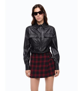 Chemise enduite façon cuir nappa - Pinko - Limousine noire