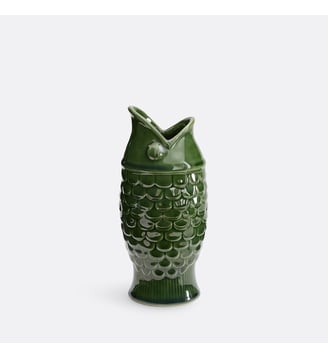 Vase poisson en céramique reliéfée, hauteur 22,2 cm - La Redoute Interieurs - Vert