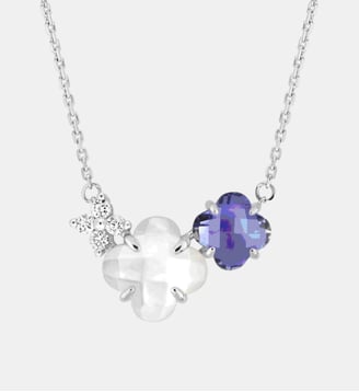 Collier, iolite, diamants, nachre blanche, or blanc - Morganne Bello - Or blanc