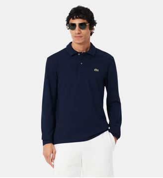 Polo droit coton piqué - Lacoste - Bleu marine foncé