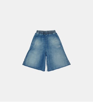 Short en denim ample avec logo - MM6 Maison Margiela - Denim bleu
