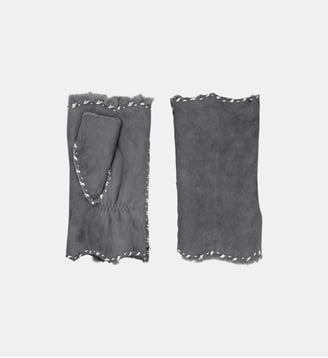 Mitaines AlixMIT Femme Cuir Double Face - Agnelle - Bitume
