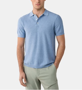 Polo Tricoté Coupe Regular À Manches Courtes - Hackett London - Oxford blue