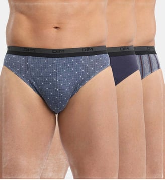 Lot de 3 Slips Homme Coton Print - Dim - Bleu brut
