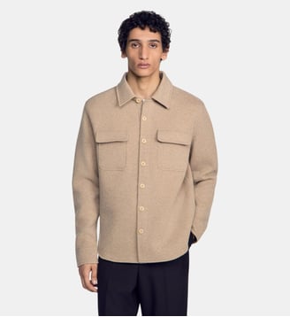 Surchemise en laine - Sandro - Beige et marron