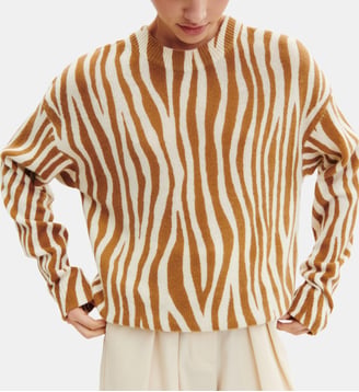 Pull col rond imprimé - Bompard - Macchiato et naturel