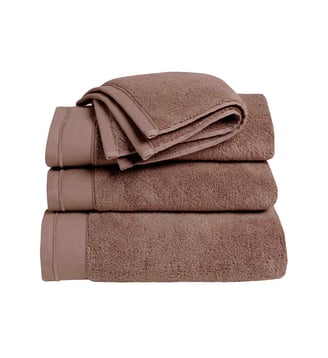 Serviette de toilette 100% Coton BIO, DOUCEUR NATURE - Blanc Cerise - Marron