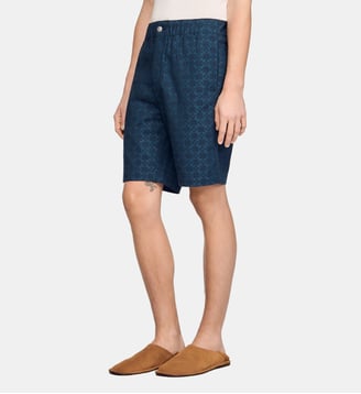 Short en denim motif Square Cross - Sandro - Marine