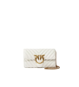 Portefeuille love bag one wallet chevron - Pinko - Blanc soie or antique