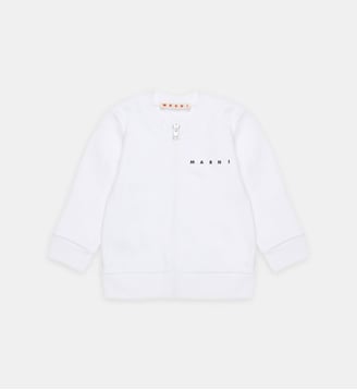 Sweat à fermeture zippée complète avec logo - Marni - Blanc