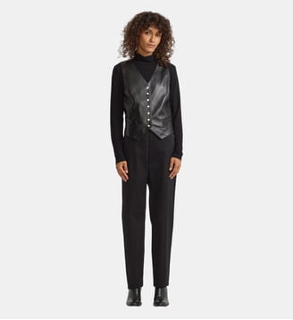 gilet en cuir - Agnès b. - Noir