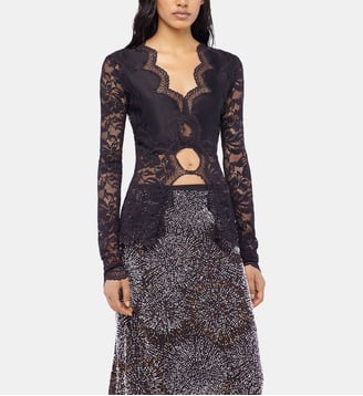 Top manches longues en dentelle - Rabanne - Noir