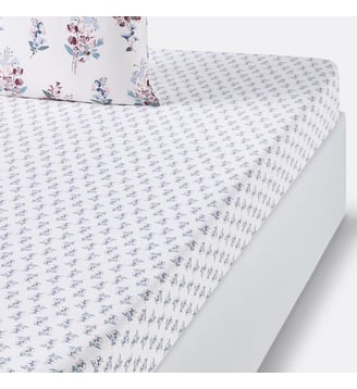 Drap-housse coton lavé - La Redoute Interieurs - Imprimé fond blanc