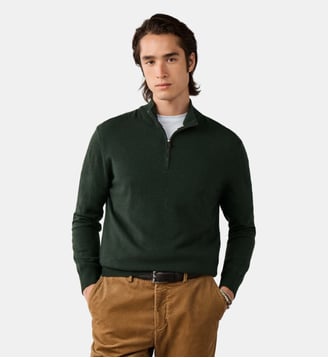 Pull À Demi-Zip En Laine-Cachemire - Hackett London - Vintage green