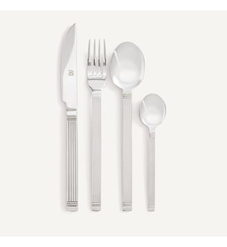 Ménagère 24 pièces en inox strié - AM.PM - Inox brillant