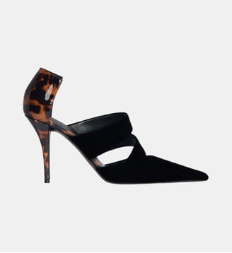 Escarpins en velours et cuir verni imprimé - Balmain - Noir