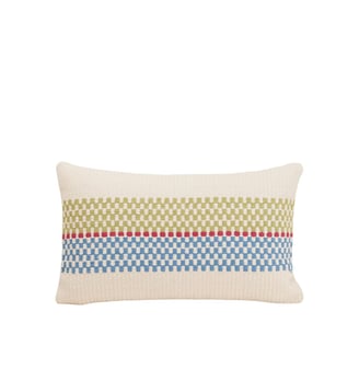Housse De Coussin  Tissage graphique en coton - Madura - Vert et bleu