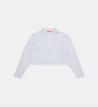 Chemise en popeline souple avec logo sur le col - Diesel Kids - Blanc