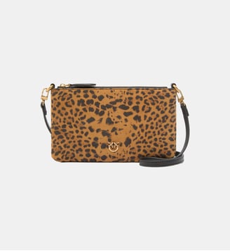 Petite pochette à bandoulière en daim léopard - Pinko - Multicolore