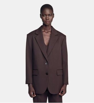 Veste de tailleur à rayures - Sandro - Marron et bleu