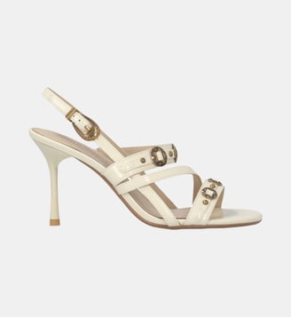 Sandales slingbacks hautes à brides et clous - Pinko - Beige