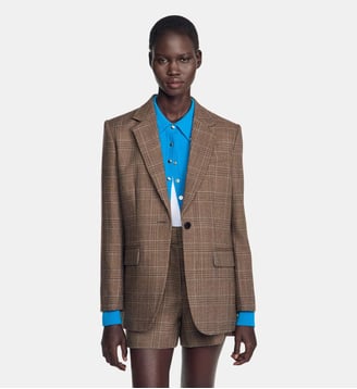 Veste en laine à carreaux Sandro