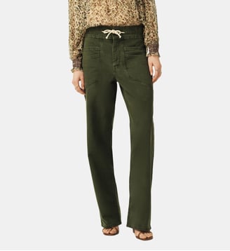 Pantalon droit Fima en coton et lin - Ba&sh - Kaki