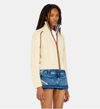 Cardigan en maille torsadée avec bandes contrastantes - Diesel - Beige