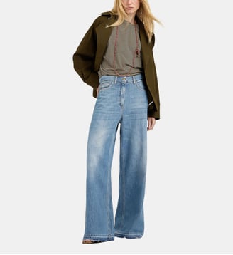Pantalon aoki en denim stone washed - Momonì - Bleu