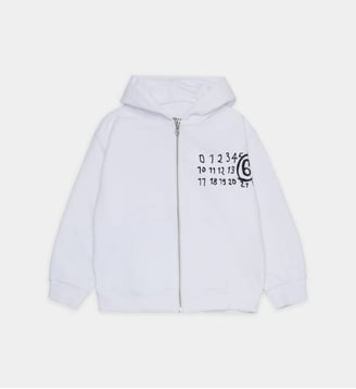 Sweat-shirt à capuche avec logo écrit à la main - MM6 Maison Margiela - Blanc